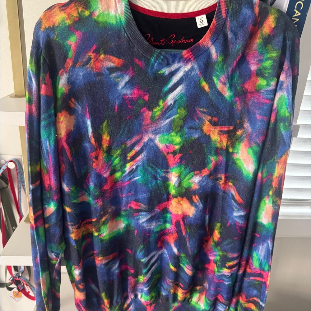 Robert Graham Multicolor Abstract Linen Sweater